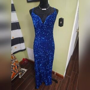 Elegant Blue Sequin Gown